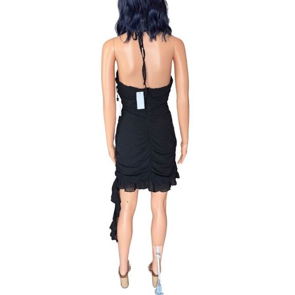 NWT ASTR The Label Revolve Black Ruffle Halter Mini Cocktail Dress Small - Picture 6 of 9